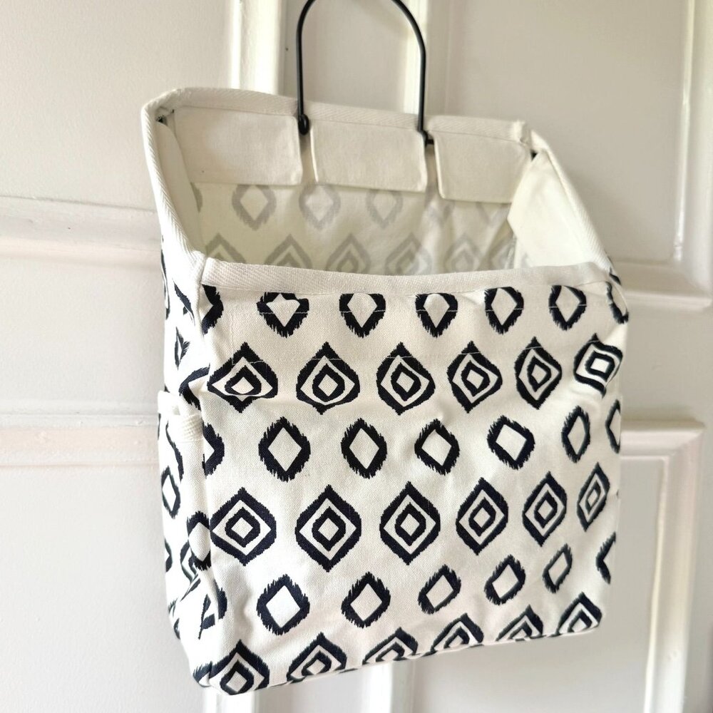 To The Market Hanging Wall Storage Organizer Bag Diamond Print Organic Cotton